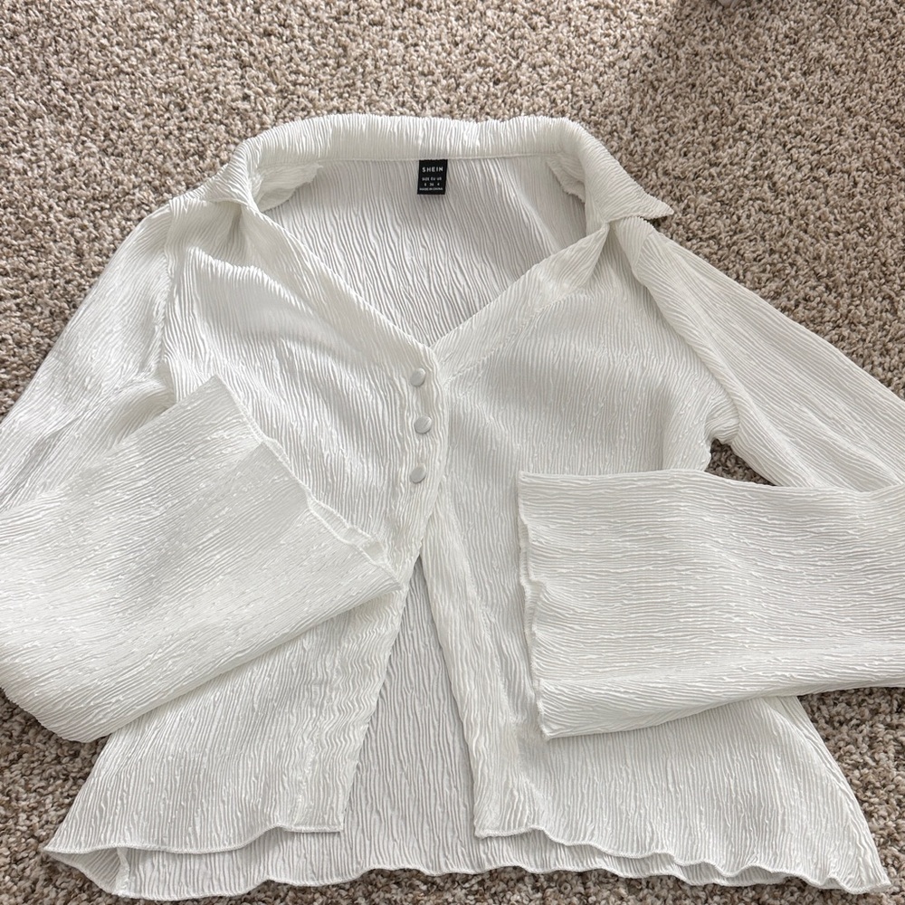 SHEIN Textured White Blouse
